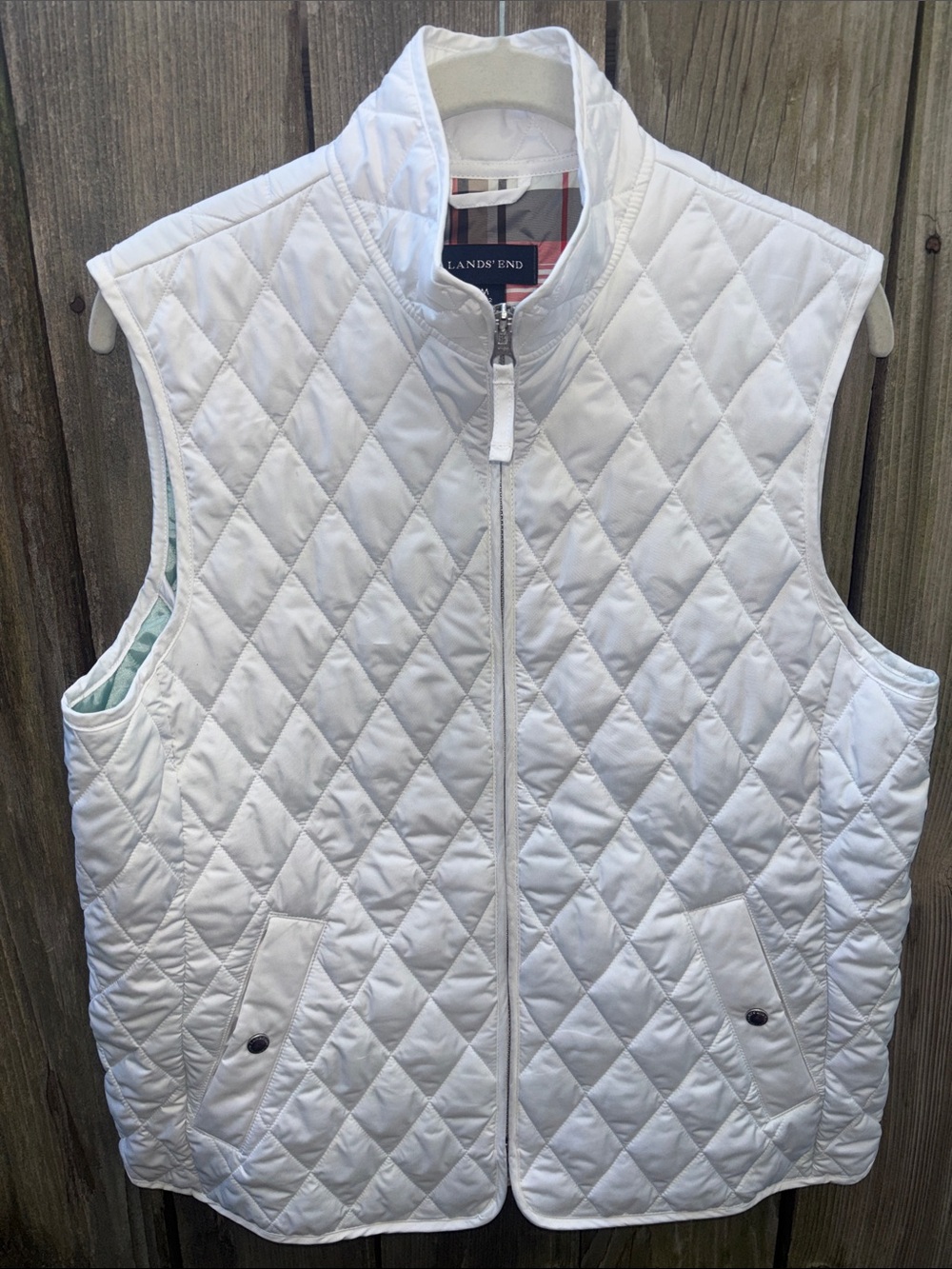 Lands' End Women's White Sporty Quilted Vest Size Medium